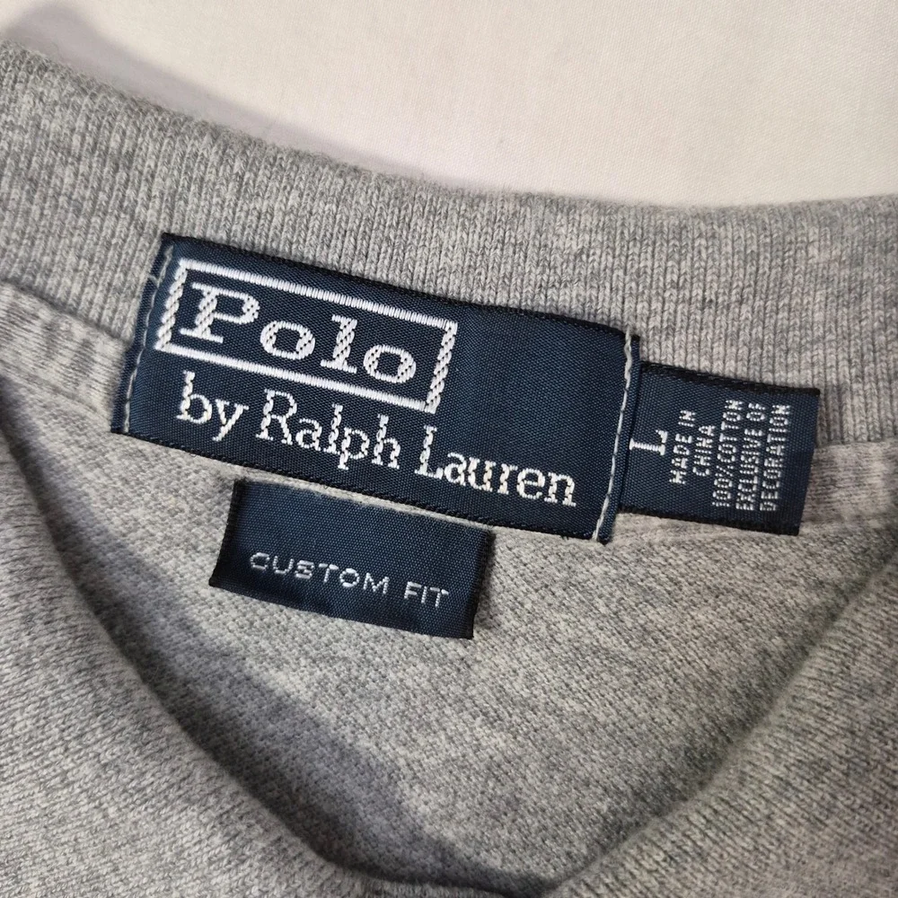 Polo Ralph Lauren Polo Shirt‎ Mens Large Custom Fit Gray Short Sleeve Pony Logo